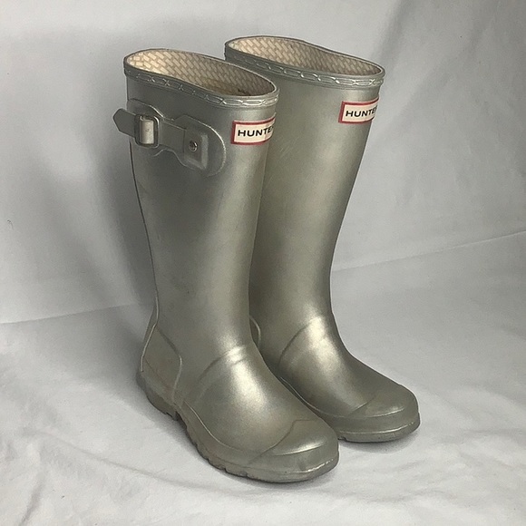 Hunter Kids Original Silver Metallic Rain Boots Size 13 - Picture 14 of 14